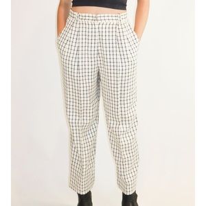 Vintage 90s Graph Check Cream Tapered Trousers